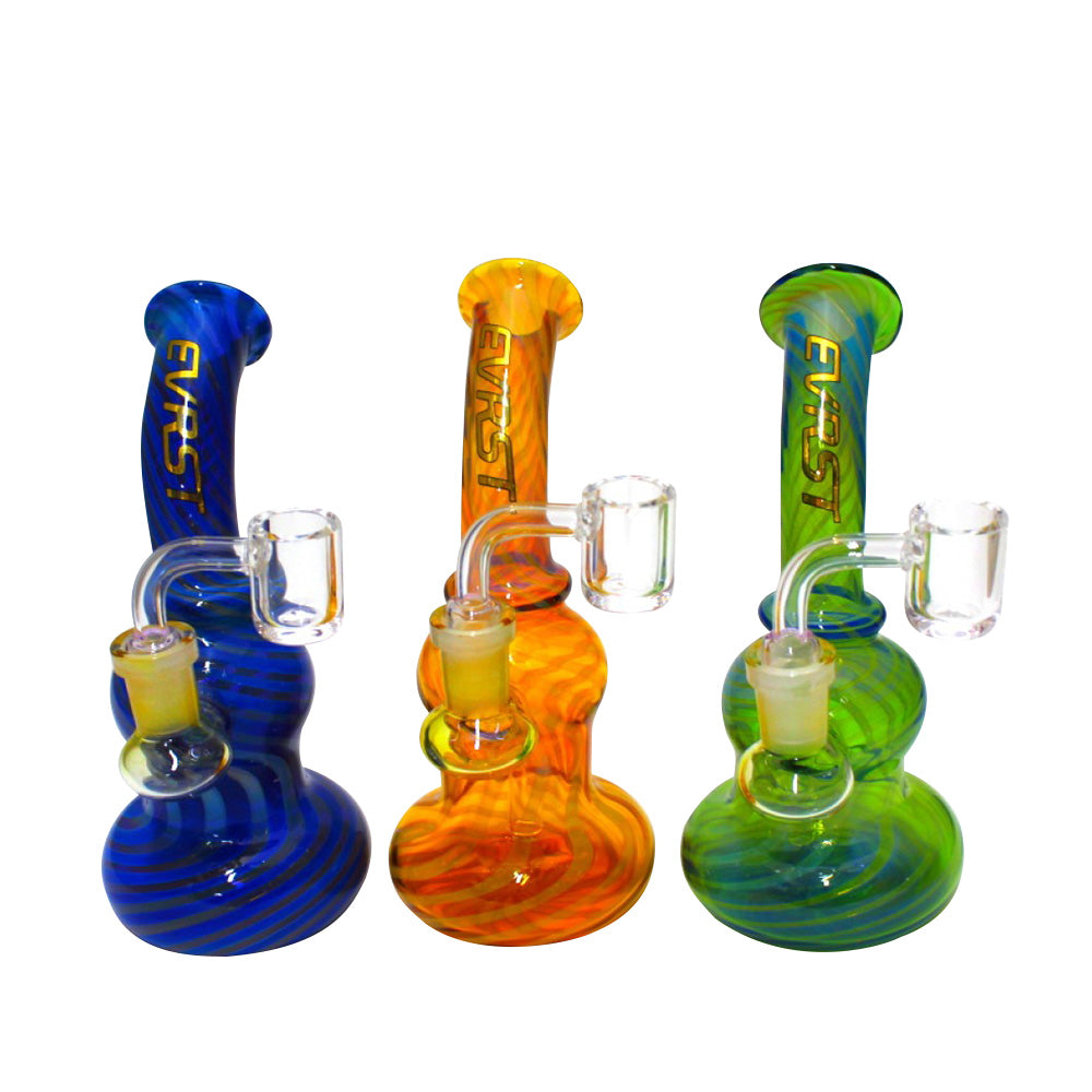 7" Evrst Swirl Color Dab Rig Water Pipe with 14mm Male Banger