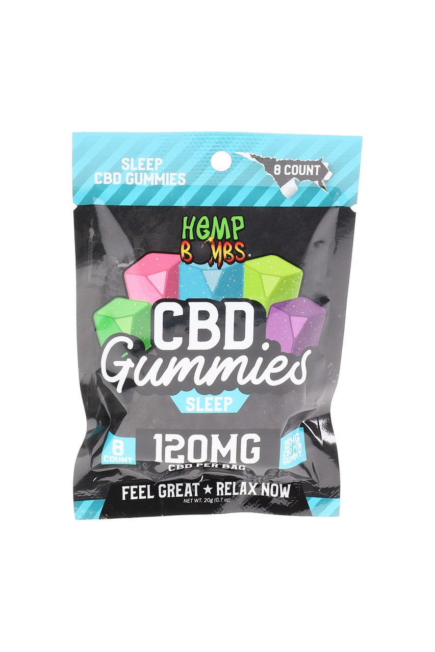 Hemp Bombs - CBD Sleep Gummies 8-count (15mg Per Gummy) Single Pack 120mg Per Pack