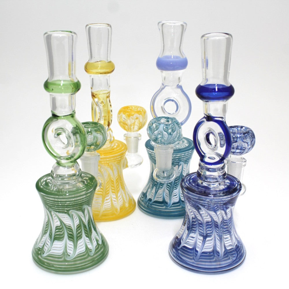 8'' Beaker Base Art Color Donut Design Water Pipe With 14 MM Male Bowl