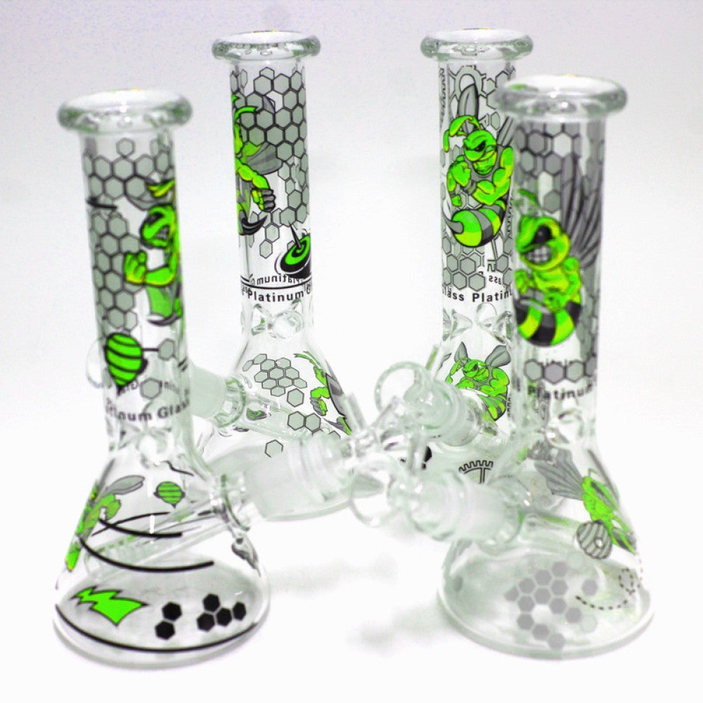 8'' Beaker Base Glow in The Dark Water Pipe G-G