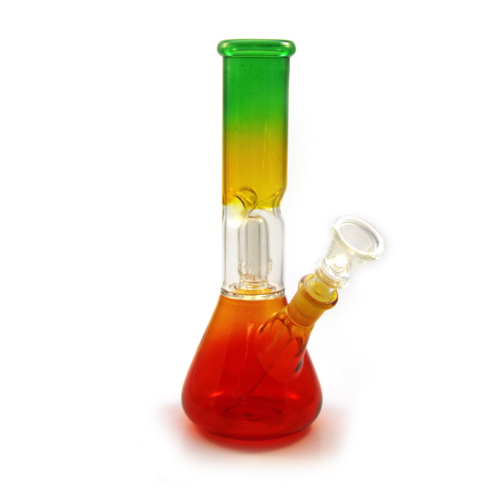 8'' Beaker Base Rasta Color Single Side Bowl Water Pipe