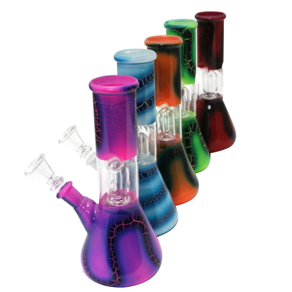 8'' Beaker Base Rasta Color Single Side Bowl Water Pipe