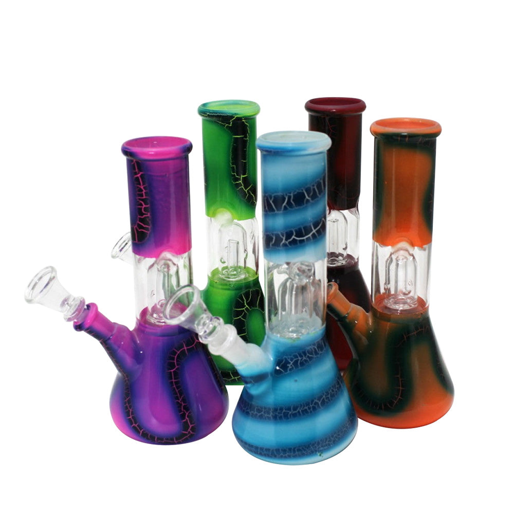 8'' Beaker Base Rasta Color Single Side Bowl Water Pipe