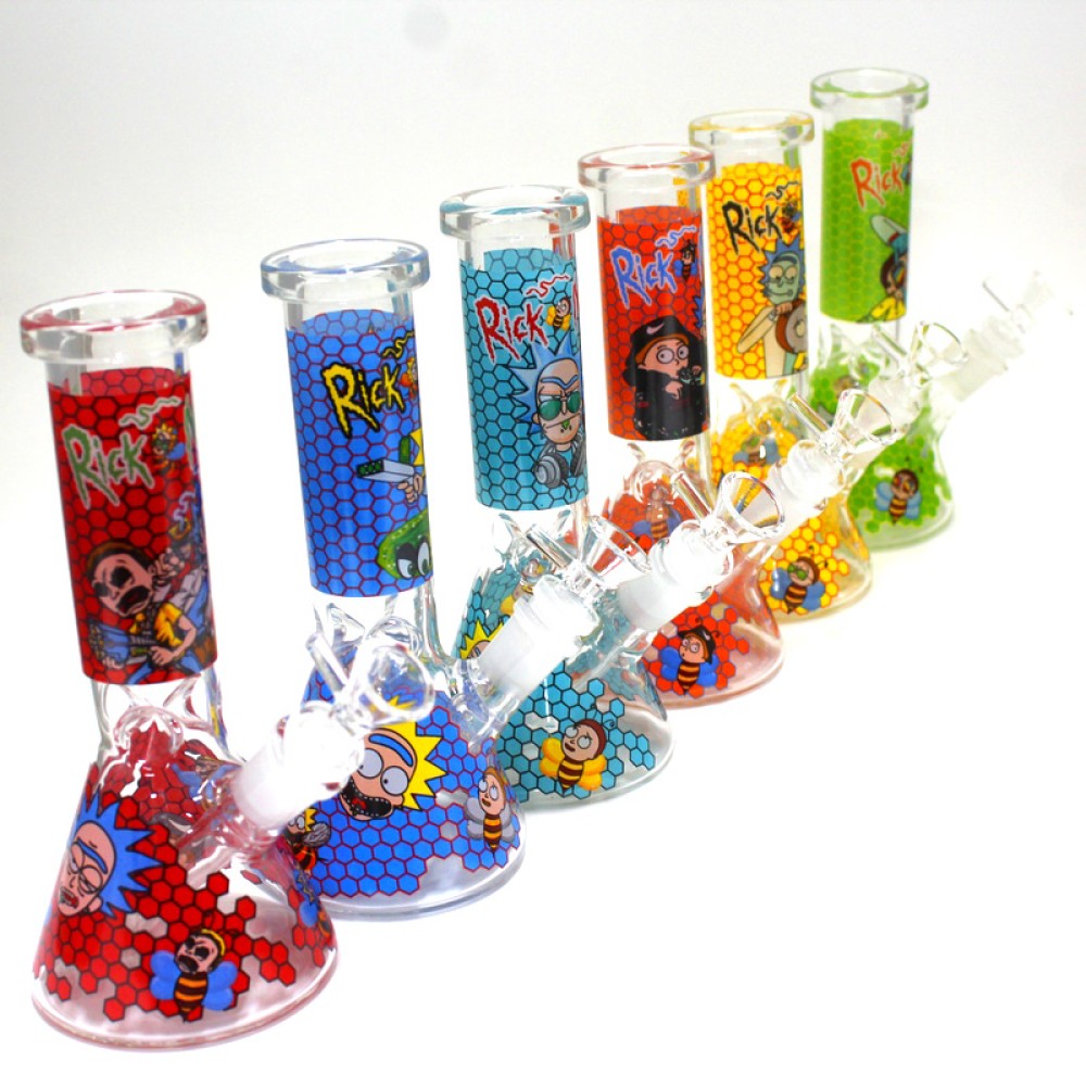 8'' Beaker Decal Design Colorful Water Pipe With 14 MM Male Bowl G-G 8'' Beaker Decal Design Colorful Water Pipe With 14 MM Male Bowl G-G