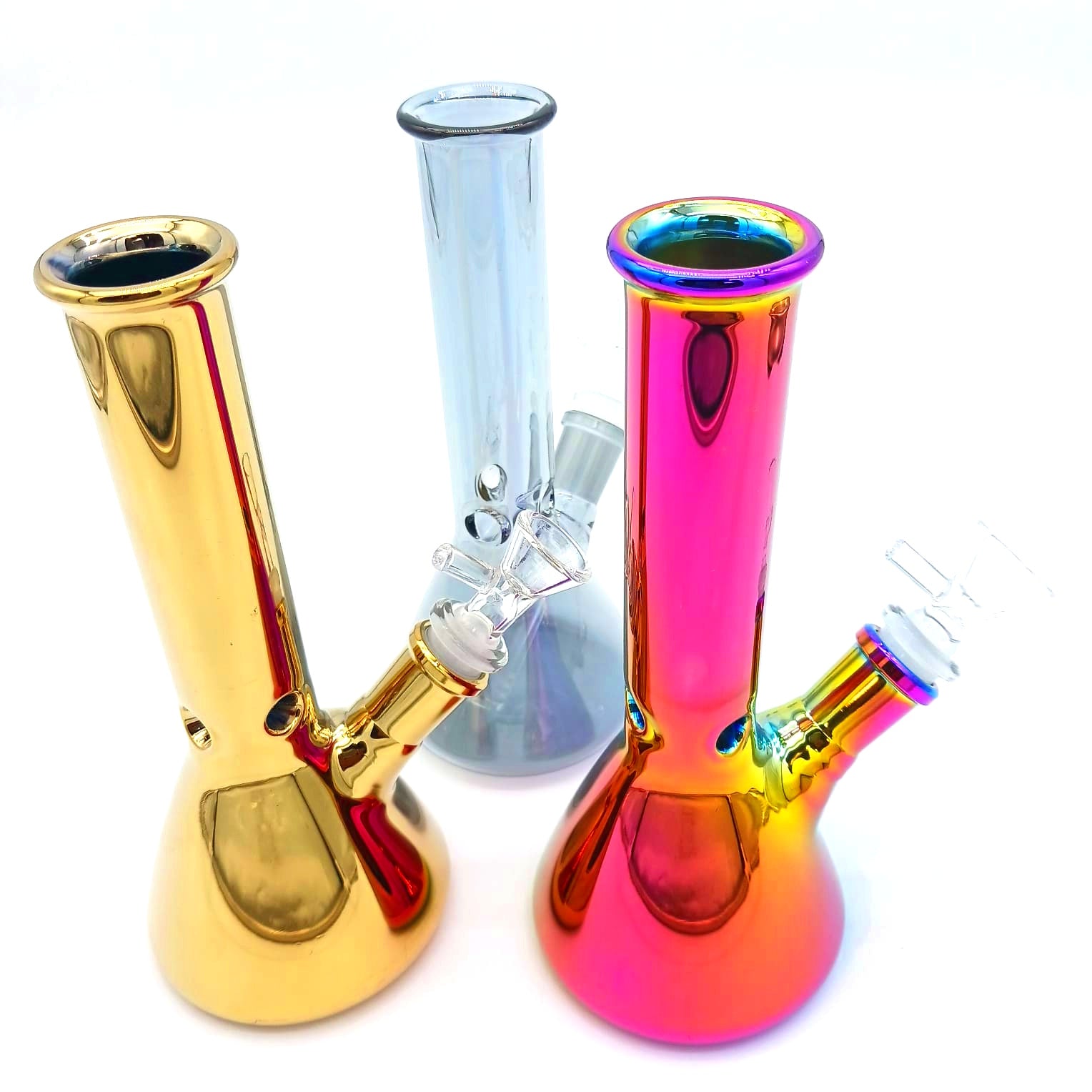 8-inch colorful glass water pipe with downstem and 14mm male bowl, G-G joint