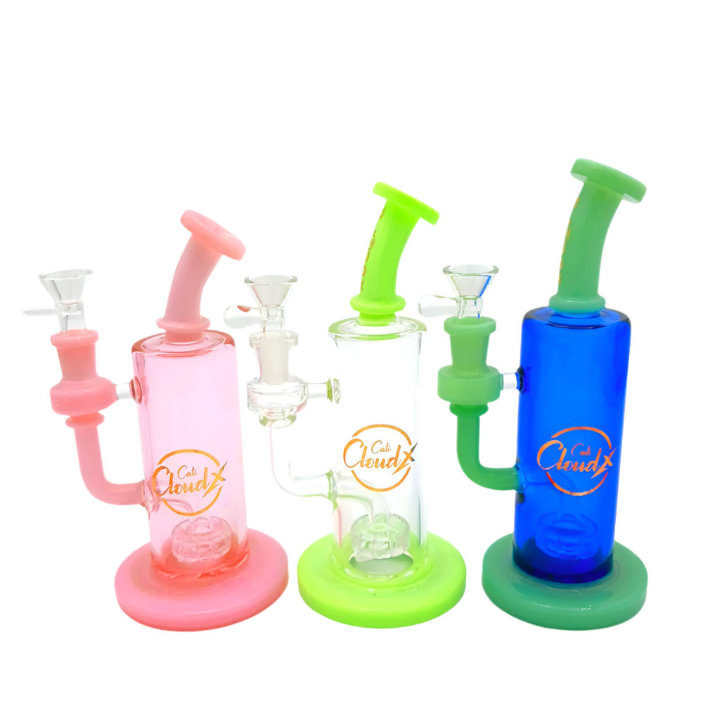 8-Inch Cali Cloudx Color Water Pipe with 14MM Male Handle Bowl