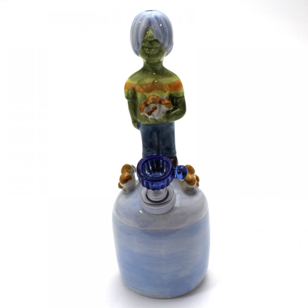 8'' Ceramic Art Design Water Pipe With 14 MM Male Bowl Glass On Glass  8'' Ceramic Art Design Water Pipe With 14 MM Male Bowl Glass On Glass