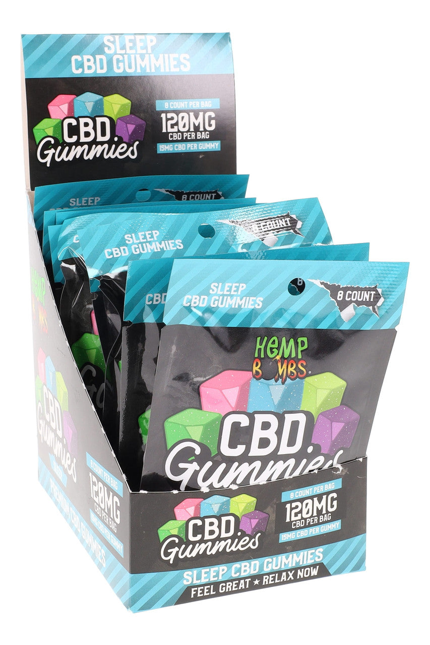 Hemp Bombs - CBD Sleep Gummies 8-count (15mg Per Gummy) Single Pack 120mg Per Pack