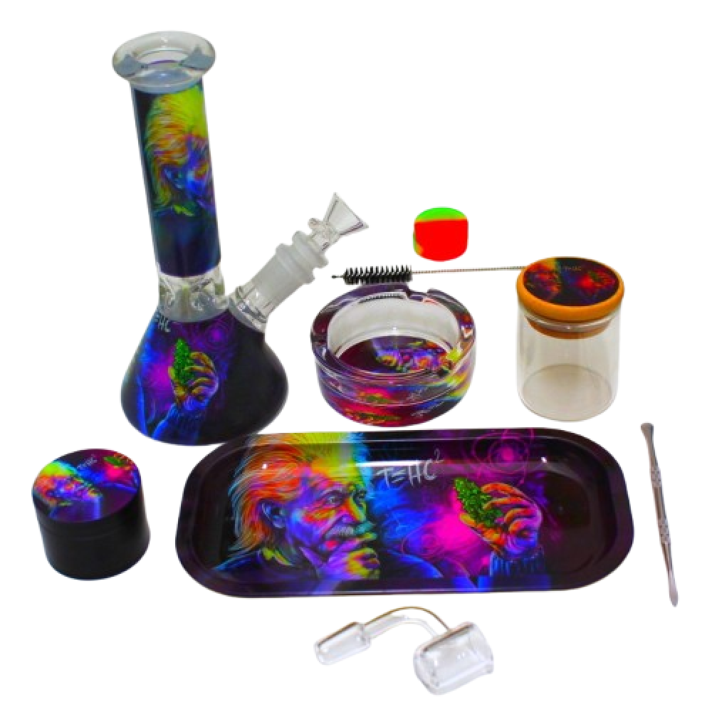 8-inch decal design water pipe starter kit with accessories