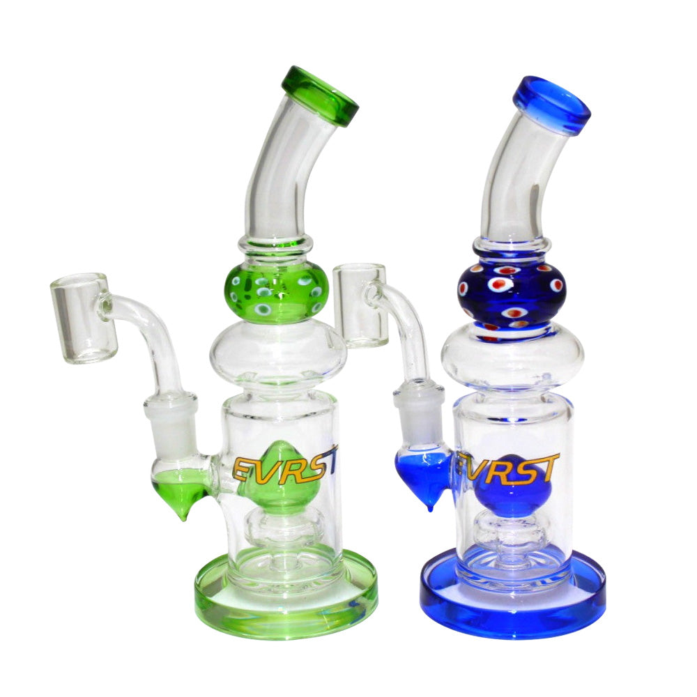 8" Evrst Dot Color Dab Rig Water Pipe With 14mm Male Banger