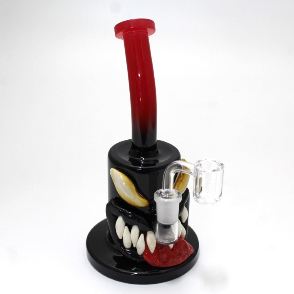 8'' Red Tongue With Teeth Monster Design Hand Made Art Dab Rig Water Pipe With 14 MM Male Banger 8'' Red Tongue With Teeth Monster Design Hand Made Art Dab Rig Water Pipe With 14 MM Male Banger