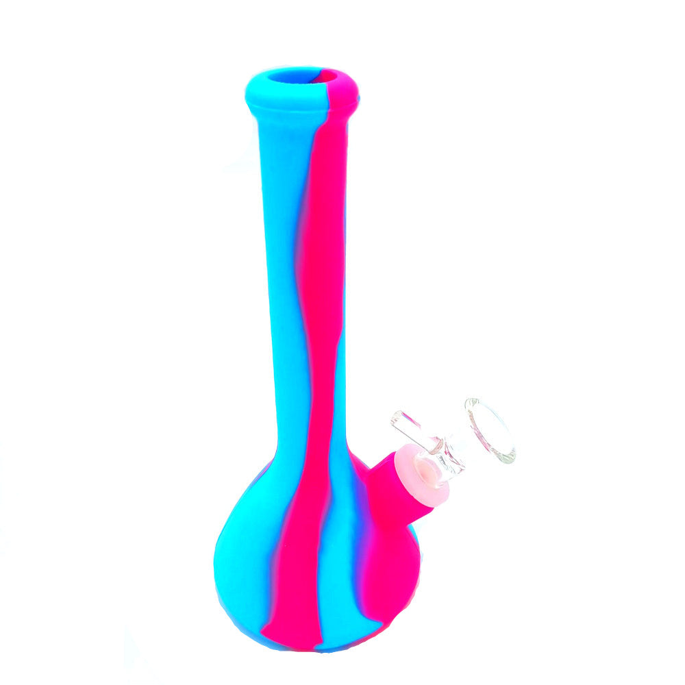 8" Silicon Beaker Multi Color Water Pipe with Bowl