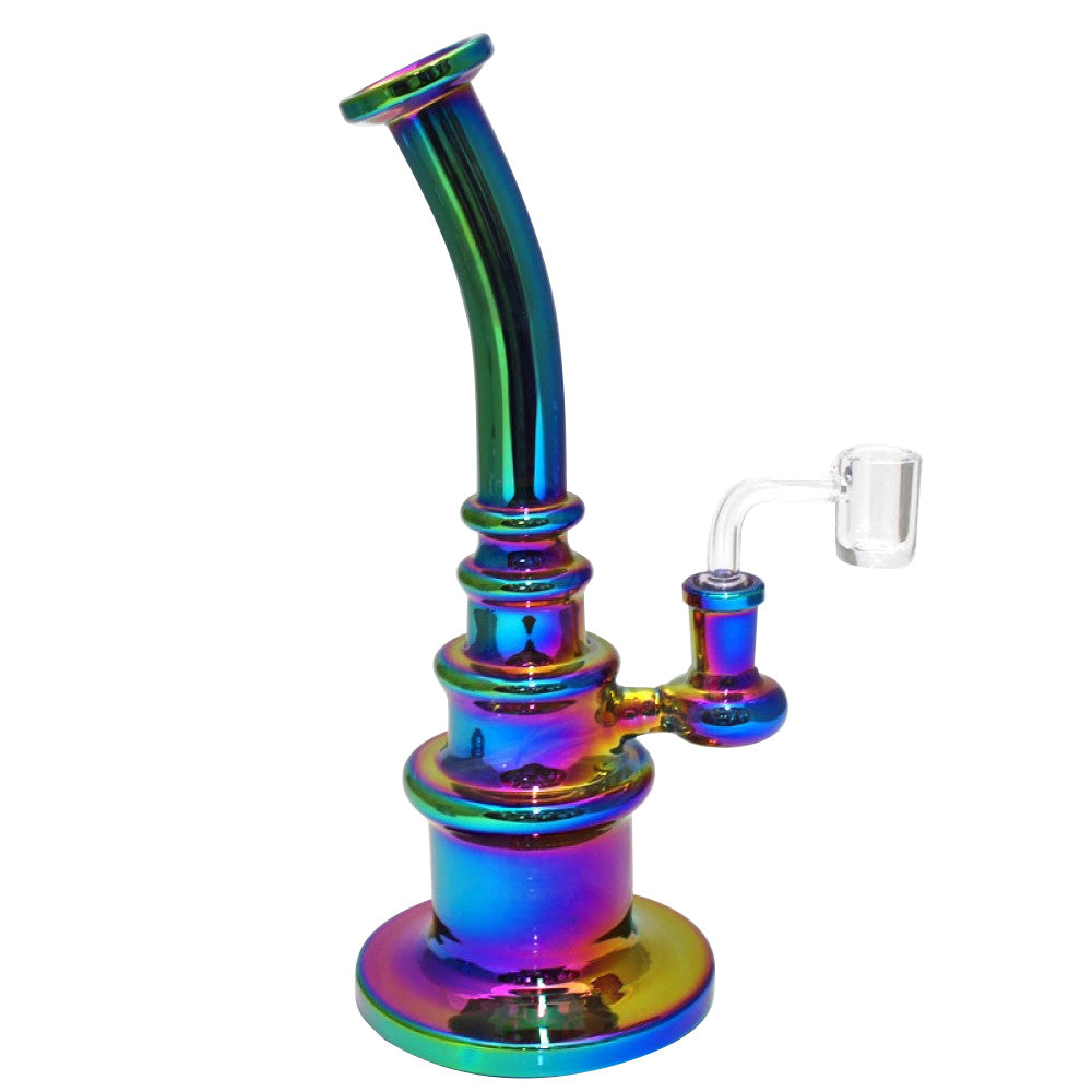 9.5'' Flat Bottom Step Design Colorful Dab Rig Water Pipe With 14 MM Male Banger