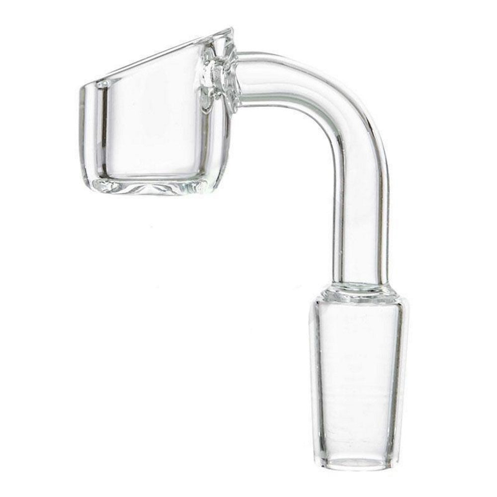90 degree 14MM male regular quartz banger made from high-quality quartz for clean heating, durability, and smooth concentrate vaporization.
