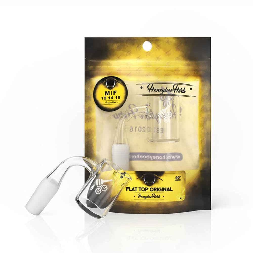 Flat top quartz banger with 14MM male joint designed for even heating and efficient vaporization.