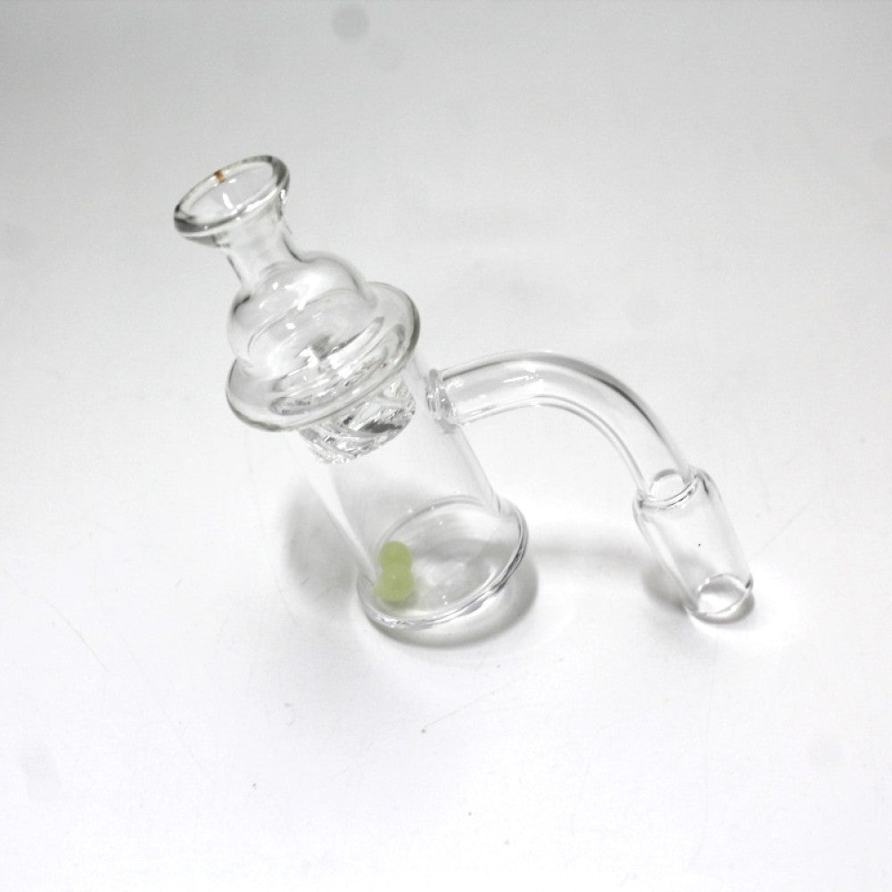 90 Degree Quartz Banger Nail with Ball Insert and Spinning Carb Cap 14MM male quartz accessory durable heat resistant design improved airflow and vapor control.