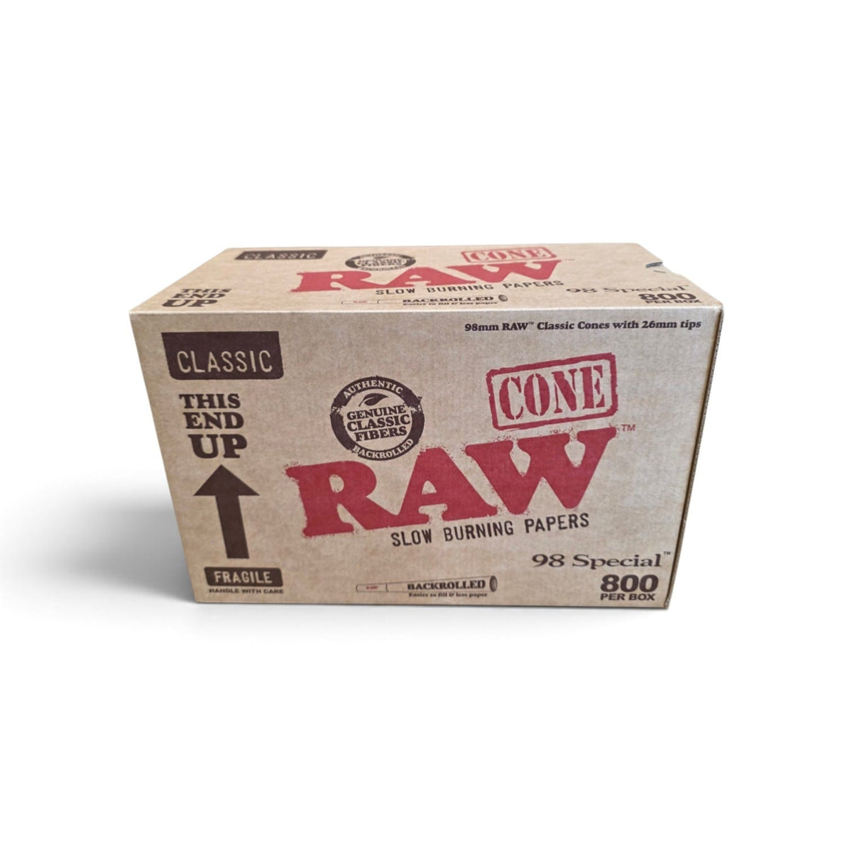 Raw Classic 98 Special Cones  800 Cones Per Box