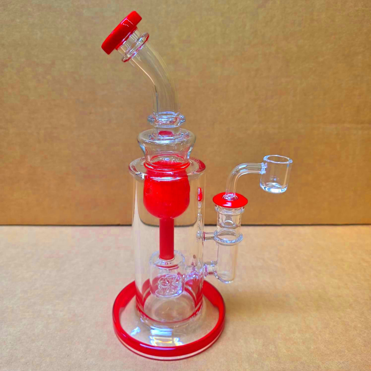 10'' Flat Bottom Tube Color Water Pipe With 14 MM Male Banger