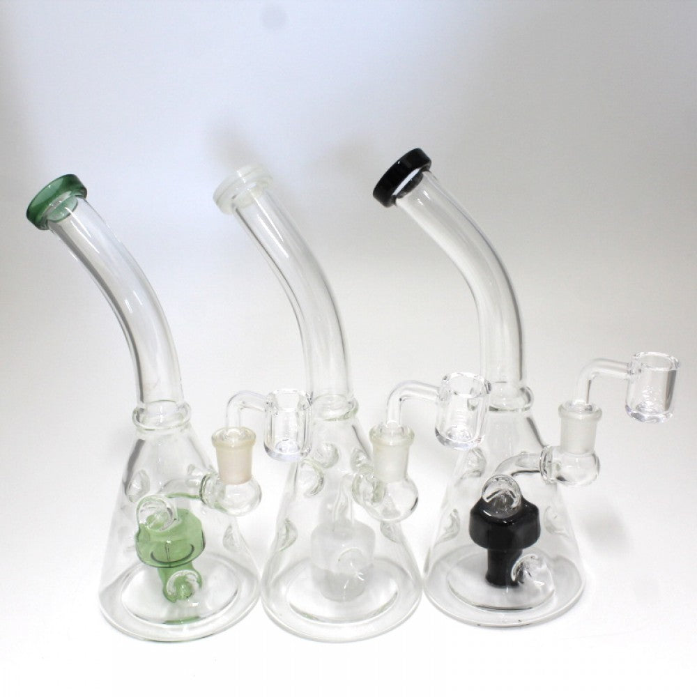 9'' Beaker Base Clear Dab Rig Water Pipe With 14 MM Male Banger