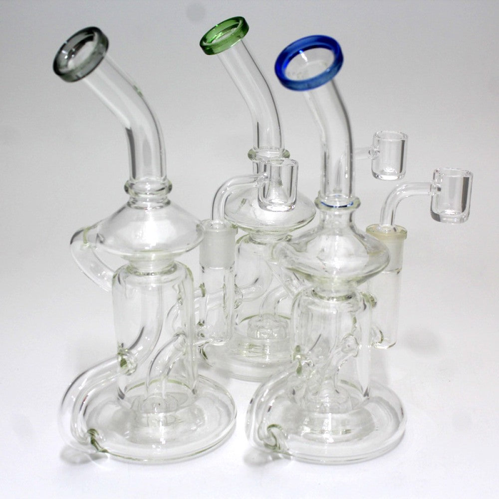 9'' Clear Recycle Design Dab Rig Water Pipe With 14 MM Male Banger