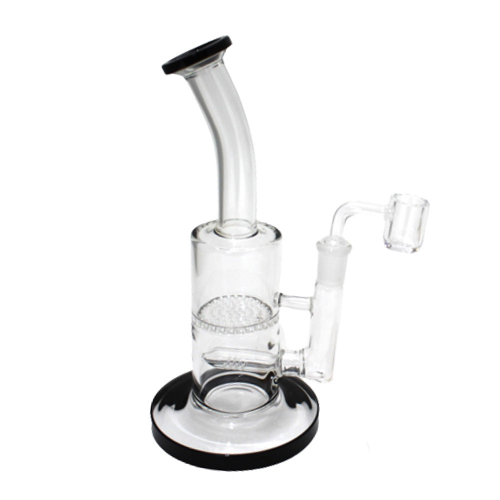 9'' Flat Bottom Inline With Honey Comb Dab Rig Water Pipe With 14 MM Male Banger