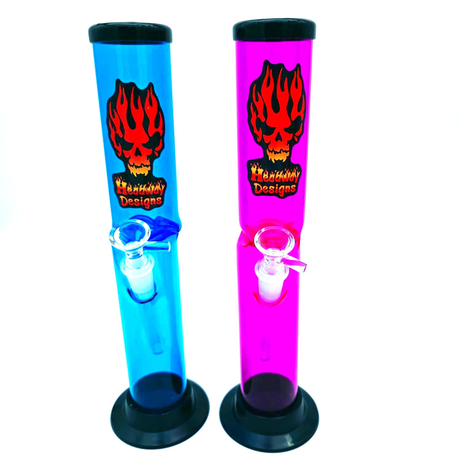 12'' Headway Designs  Straight W/Glass Upgrade & Ice Twist Acrylic Water Pipe With Glass Down Stem & 14 MM Male Bowl (G-G)