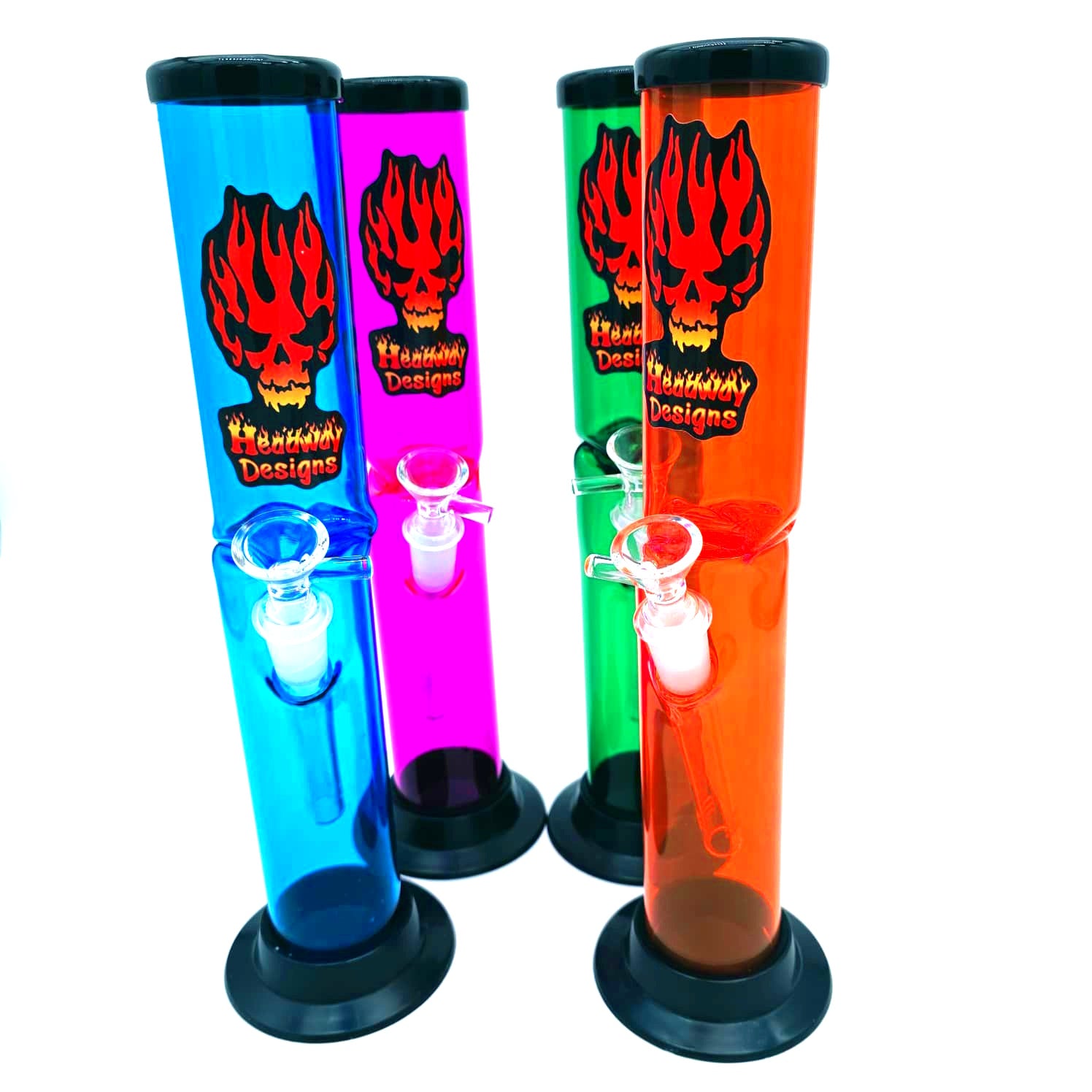 12'' Headway Designs  Straight W/Glass Upgrade & Ice Twist Acrylic Water Pipe With Glass Down Stem & 14 MM Male Bowl (G-G)