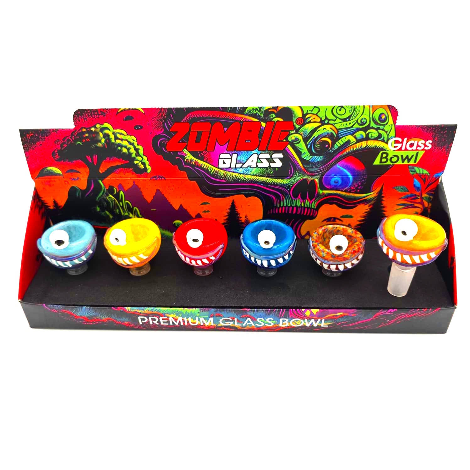 WPH-859 ZOMBIE FANCY GLASS BOWL 14 MM MALE G-G 6 PER PACK