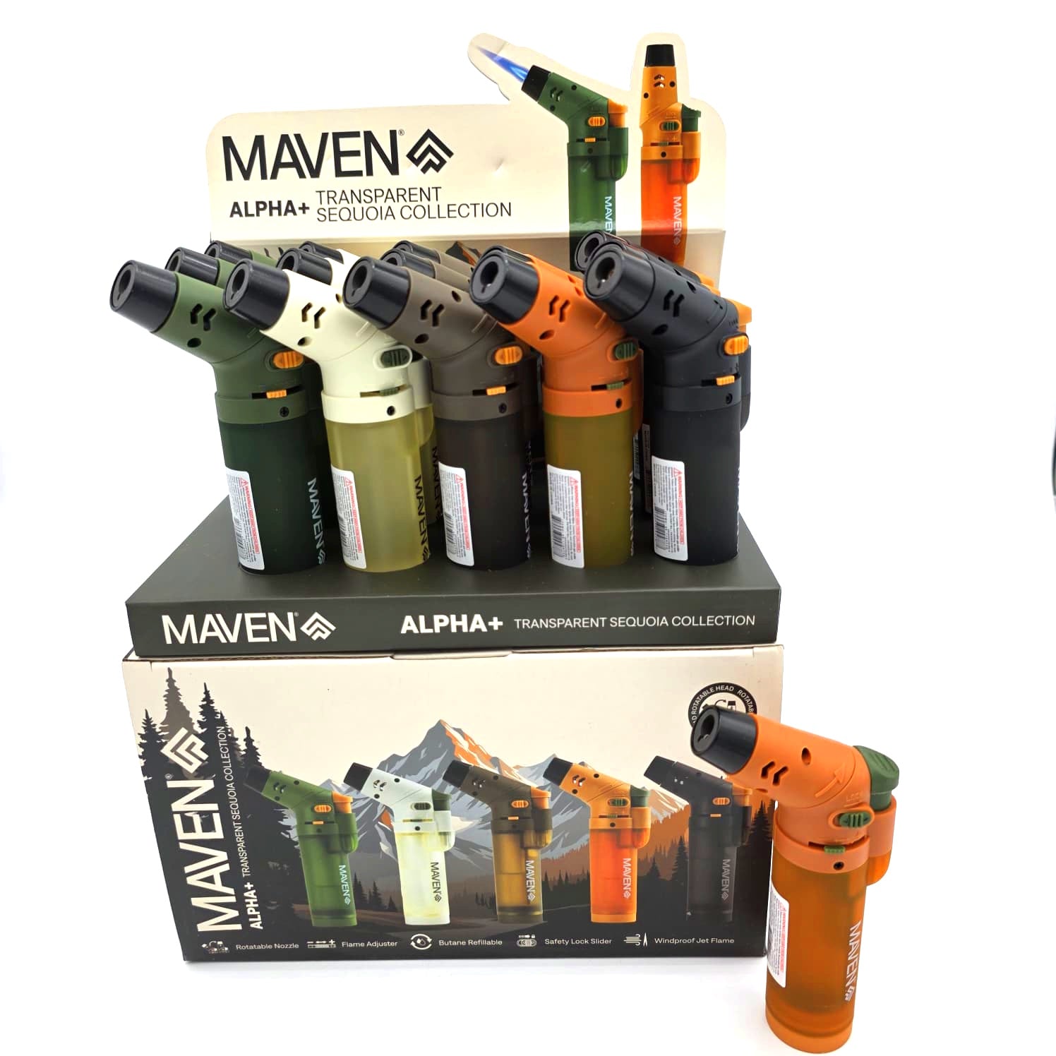 ITEM # 98-1169TSQ MAVEN ALPHA + SEQUOIA COLLECTION TRANSPARENT TORCH 15 PCS PER PACK
