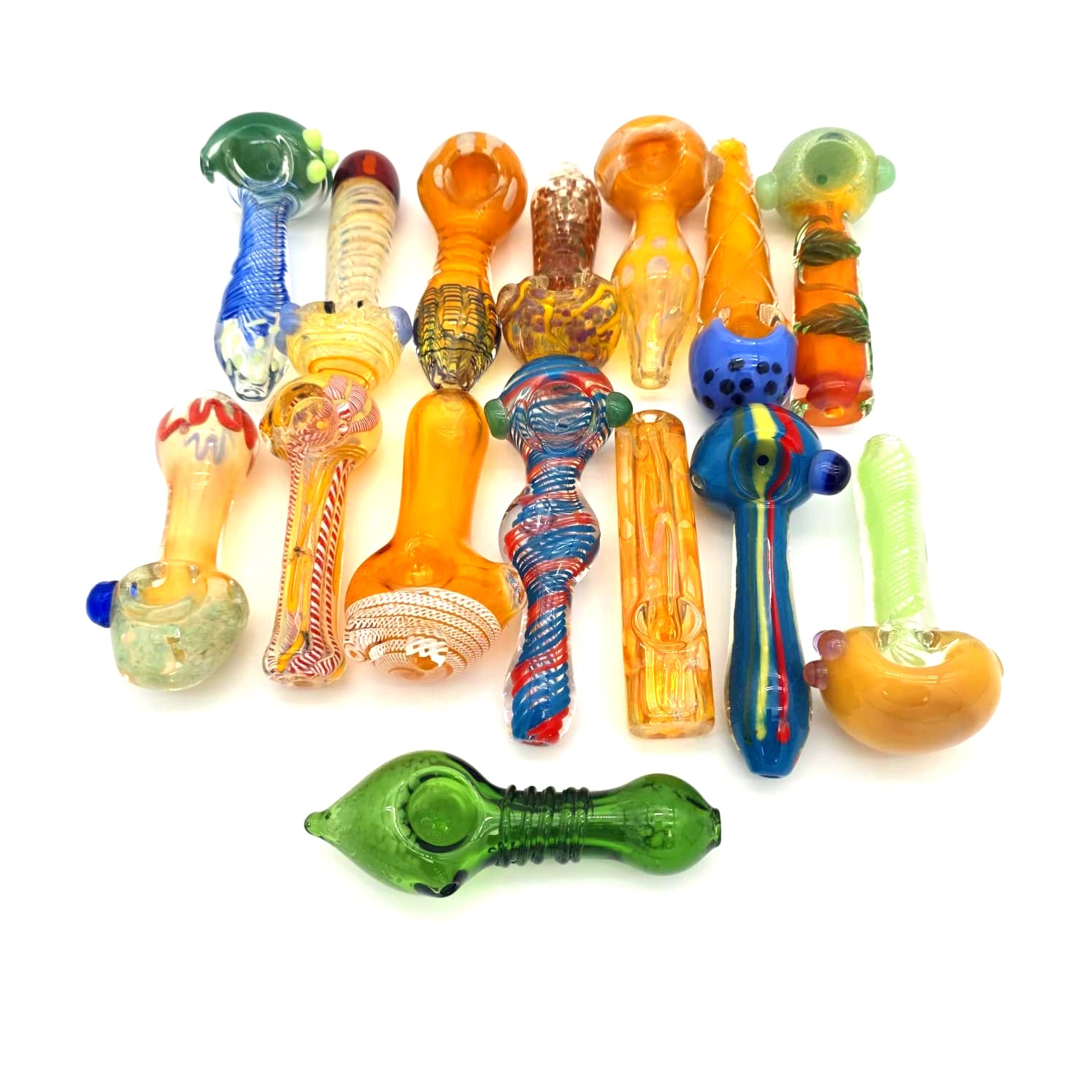 Mixed And Match Heavy Duty Glass Hand Pipe 15 Pcs Per Pack