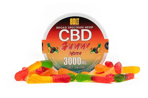 BOLT CBD Fruit Flavored Gummy Worms – 3000mg 150 Count