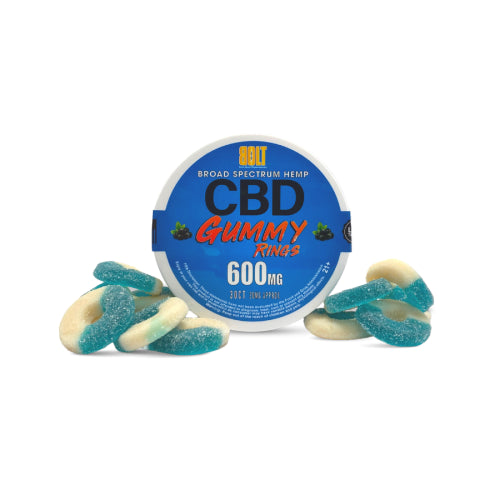 BOLT CBD Gummy Rings – Blueberry 600mg 30 Count