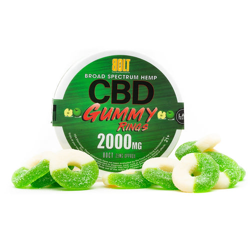 BOLT CBD Gummy Rings – Green Apple 2000mg 80 Count