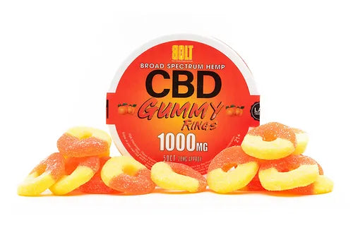 BOLT CBD Gummy Rings – Peach 1000mg 50 Count