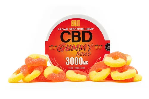 BOLT CBD Gummy Rings – Peach 3000mg 100 Count