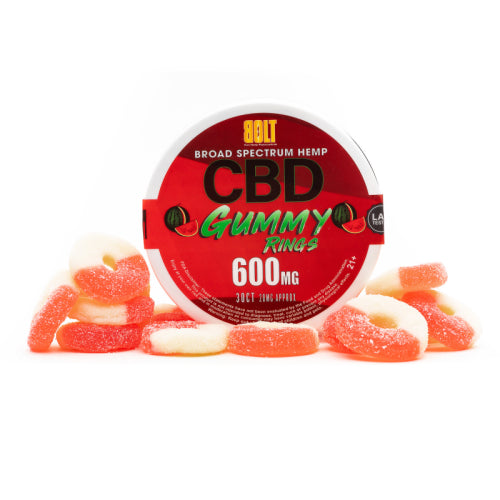 BOLT CBD Gummy Rings – Watermelon 600mg 30 Count