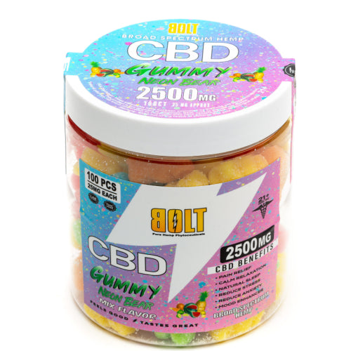 BOLT CBD Neon Gummy Bears – 2500mg 100 Count