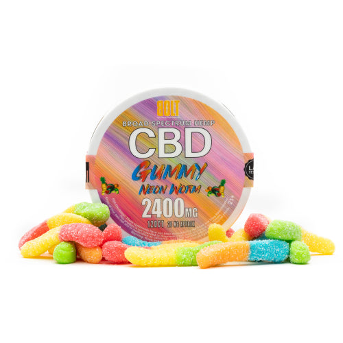 BOLT CBD Neon Mix Fruit Flavored Gummy Worms – 2400mg 125 Count