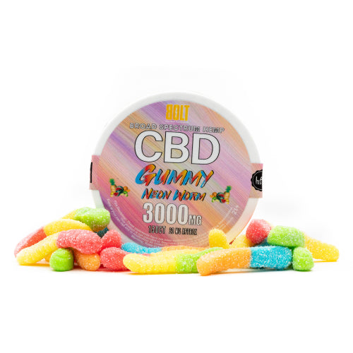 BOLT CBD Neon Mix Fruit Flavored Gummy Worms – 3000mg 150 Count