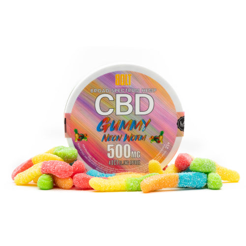 BOLT CBD Neon Mix Fruit Flavored Gummy Worms – 500mg 40 Count