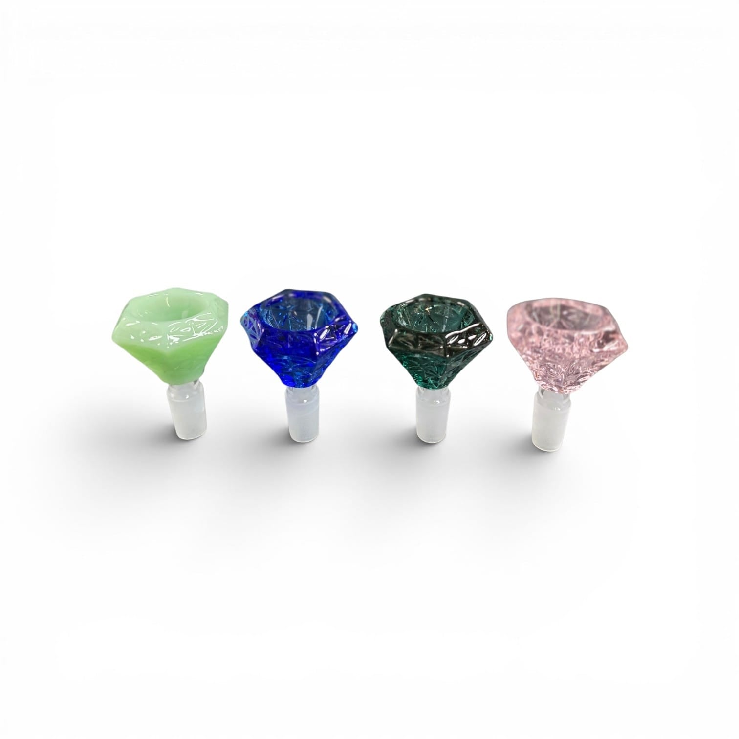 14MM Fancy Diamond Cut Design Glass Bowl 12 Pcs Pack