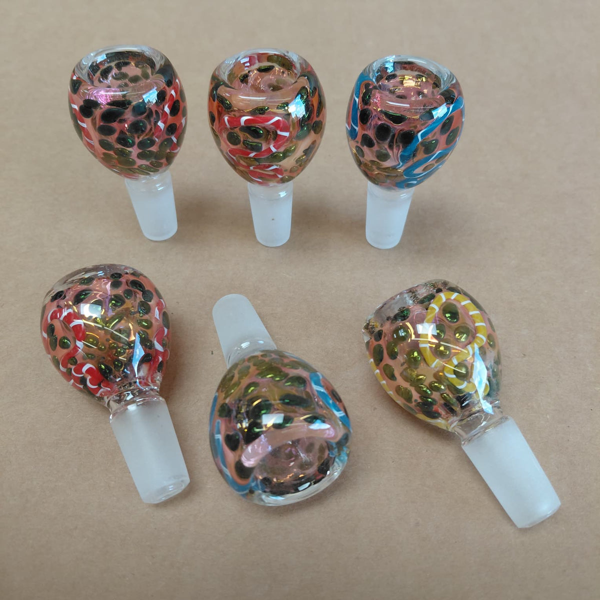 Doted Art Color Heavy Duty Glass Bowl 14 MM Male G-G