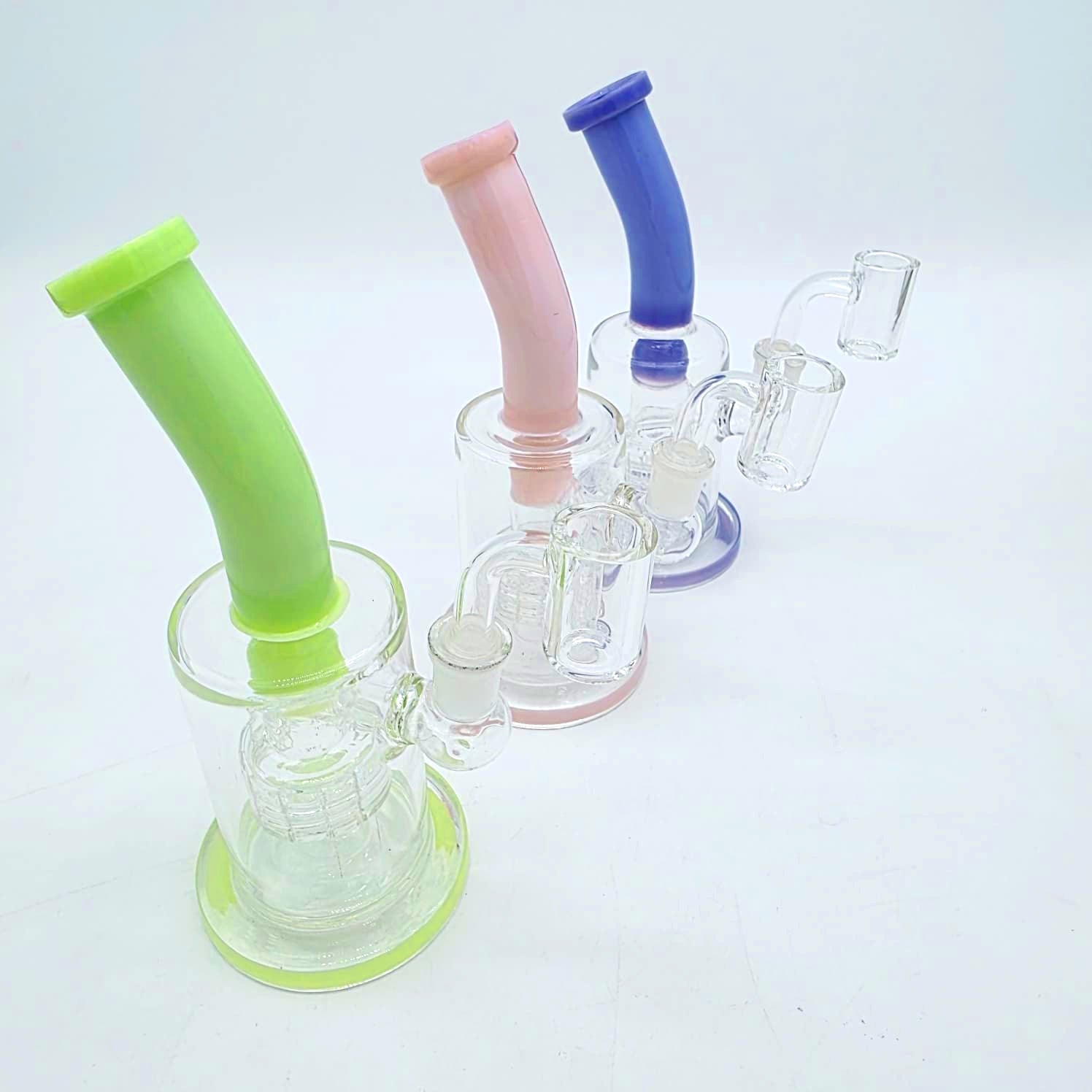 7.5" Diamond Cut Design coloured Tube Dab Rig Water Pipe