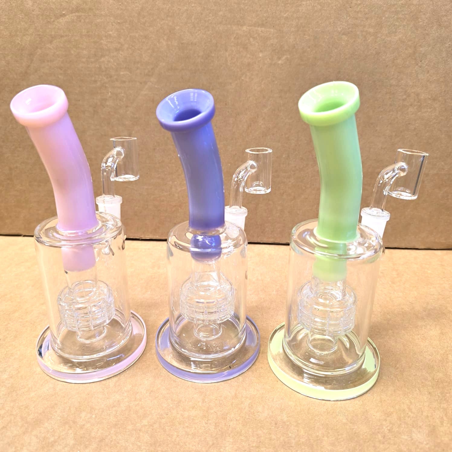 7.5" Diamond Cut Design coloured Tube Dab Rig Water Pipe