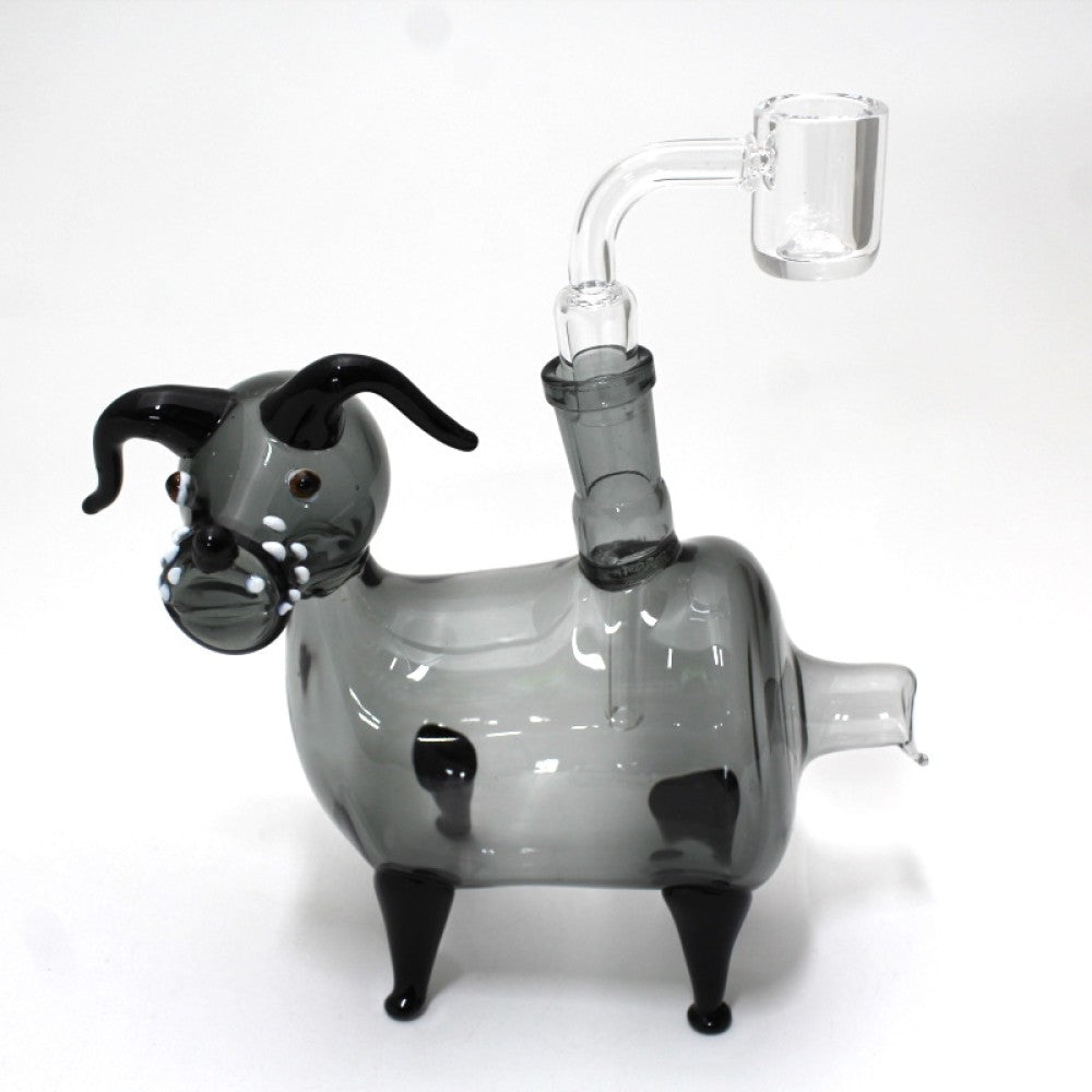 Dog Glass Pipe With 14 MM Male Bowl & Banger