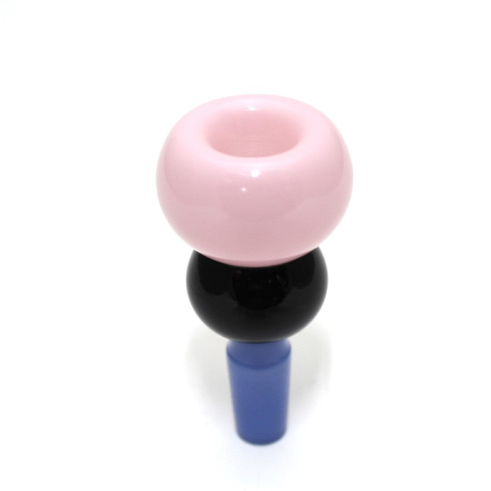 Double Round Design Multi Color Bowl 14 MM Male Glass On Glass