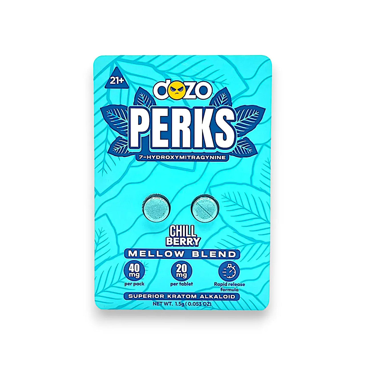 Dozo PERKS 7-OH 20mg - 2 Tablets per Blister, 10 Packs in Each Display, 30 Displays per Case