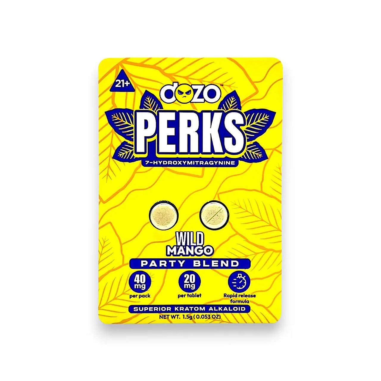 Dozo PERKS 7-OH 20mg - 2 Tablets per Blister, 10 Packs in Each Display, 30 Displays per Case