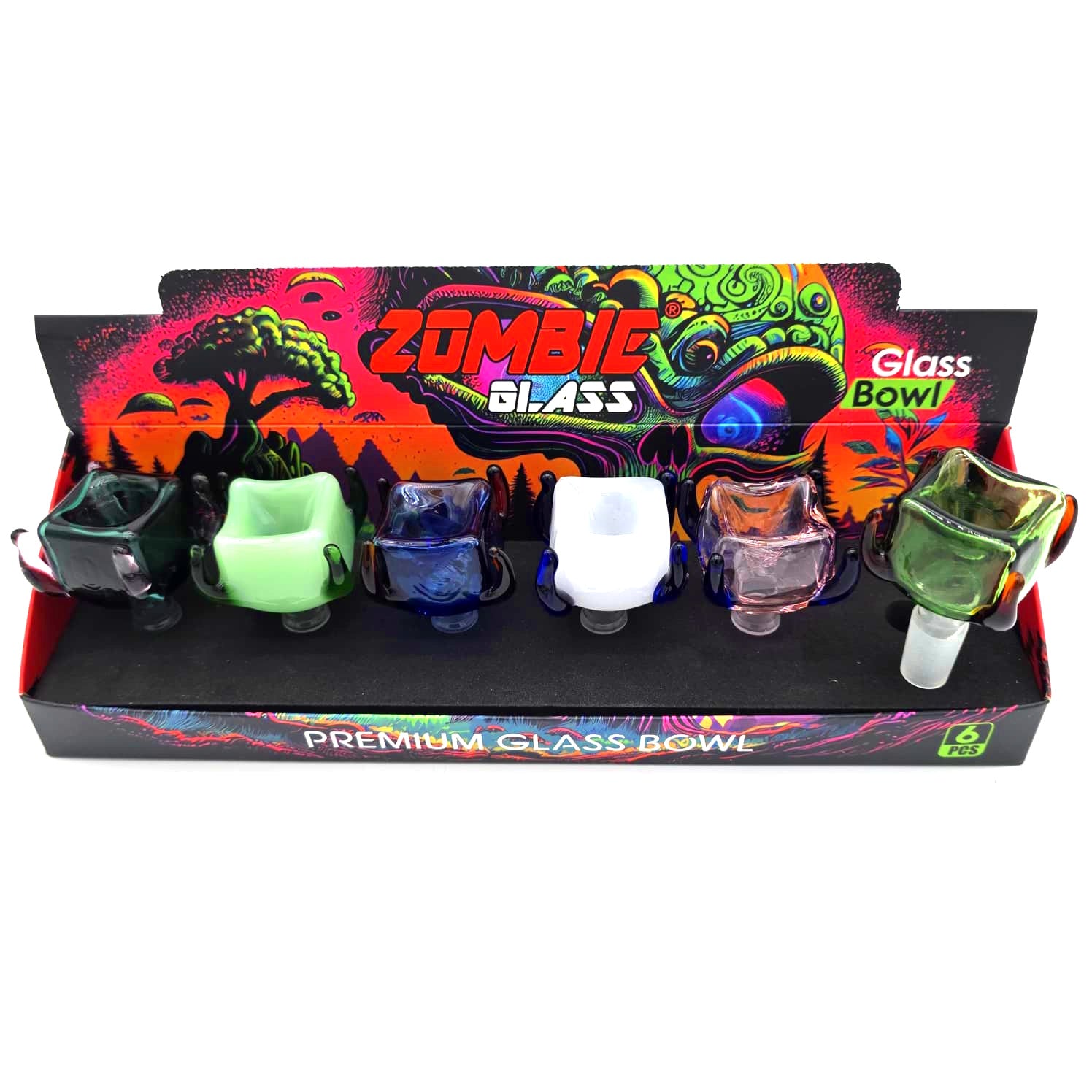 WPH-829 ZOMBIE GLASS BOWL 14 MM MALE G-G 6 PER PACK