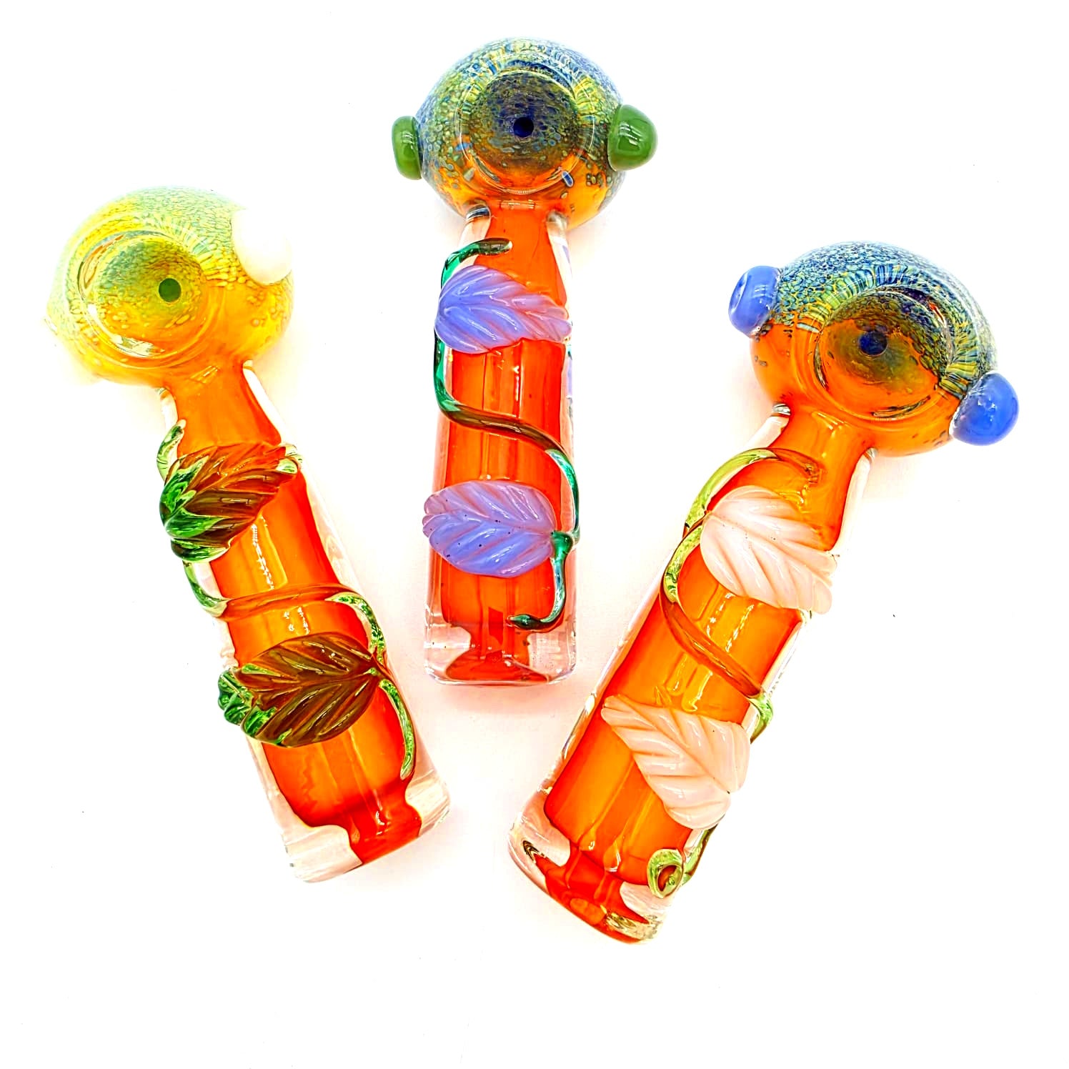 Gold Fumed Leaf Art Heavy Duty Glass Pipe